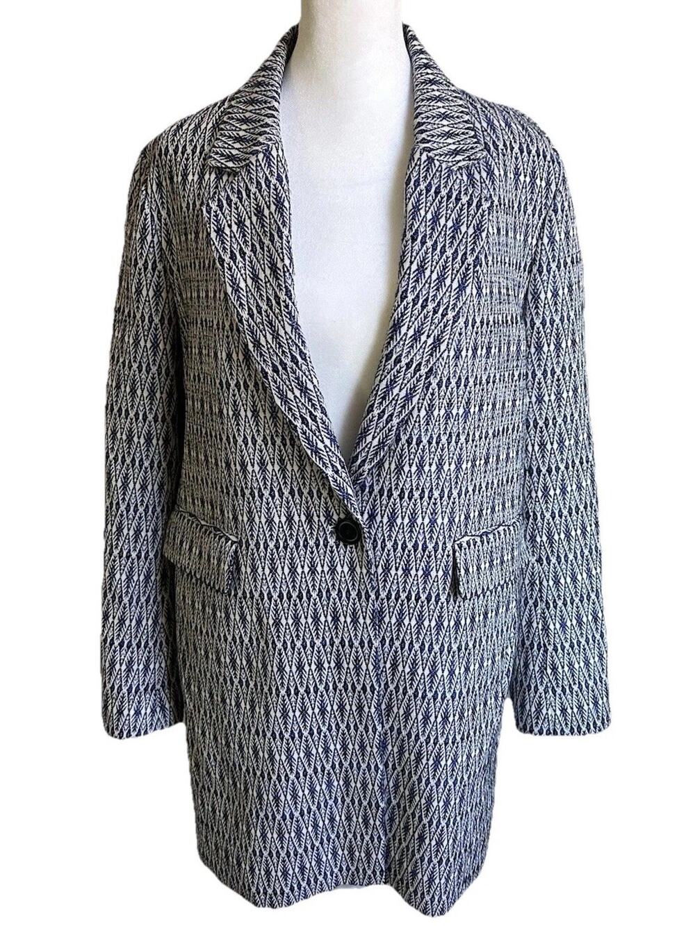 Gerard Darel Paris Tweed Blazer Women 44 US 12 Oversized Textured French Jacket